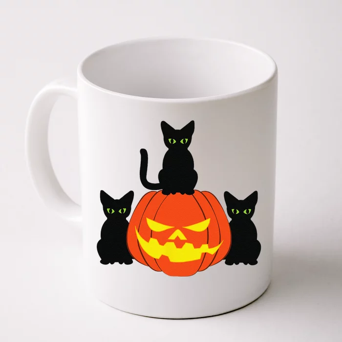 Spooky Black Cat Halloween Pumpkin Cats Jack O Lantern Front & Back Coffee Mug