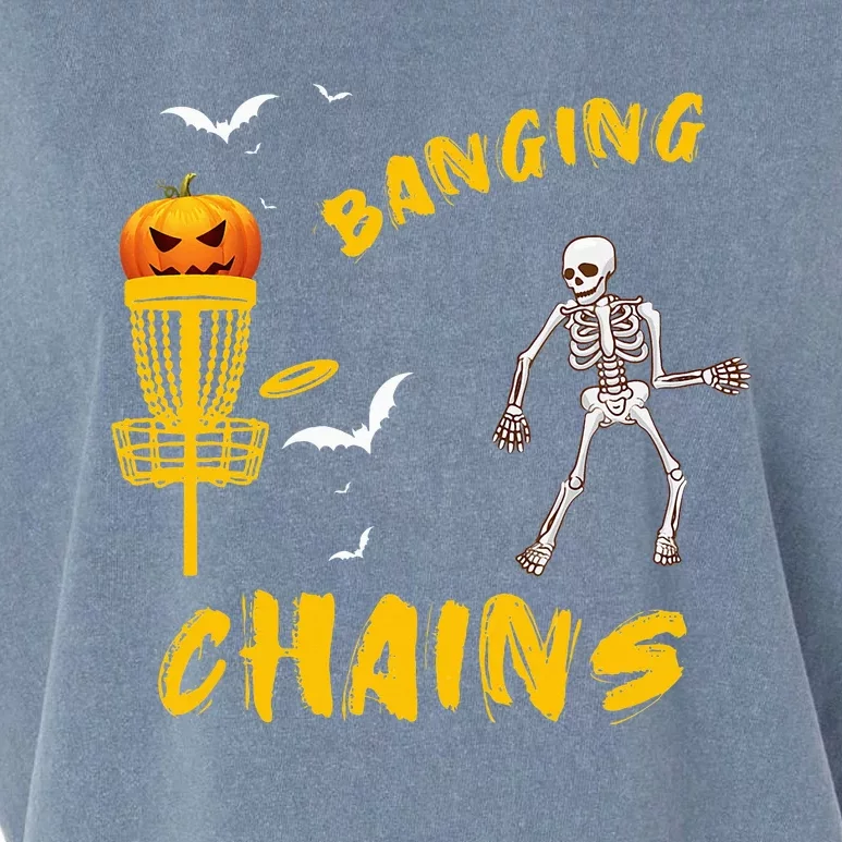 Skeleton Banging Chains Halloween Disc Golf Pumpkin Costume Garment-Dyed Women's Muscle Tee