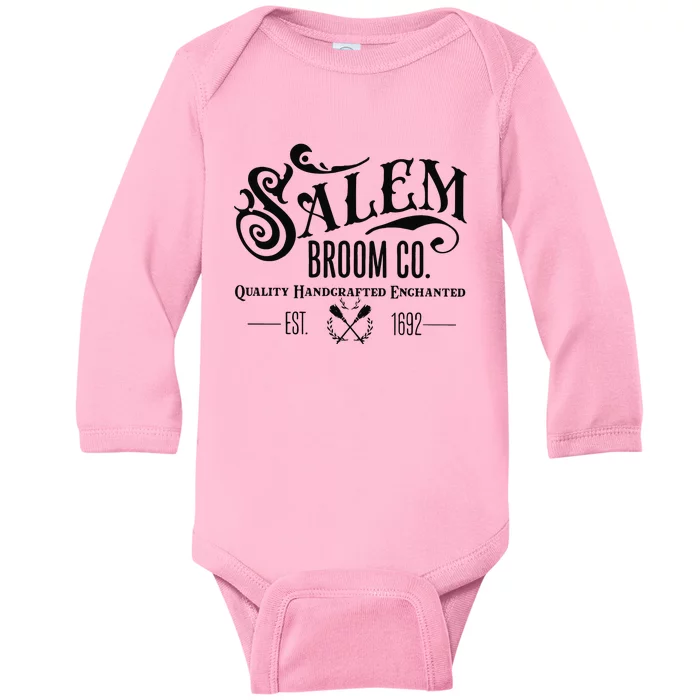 Salem Broom Co Quality Handcrafted Enchanted Est 1692 Baby Long Sleeve Bodysuit