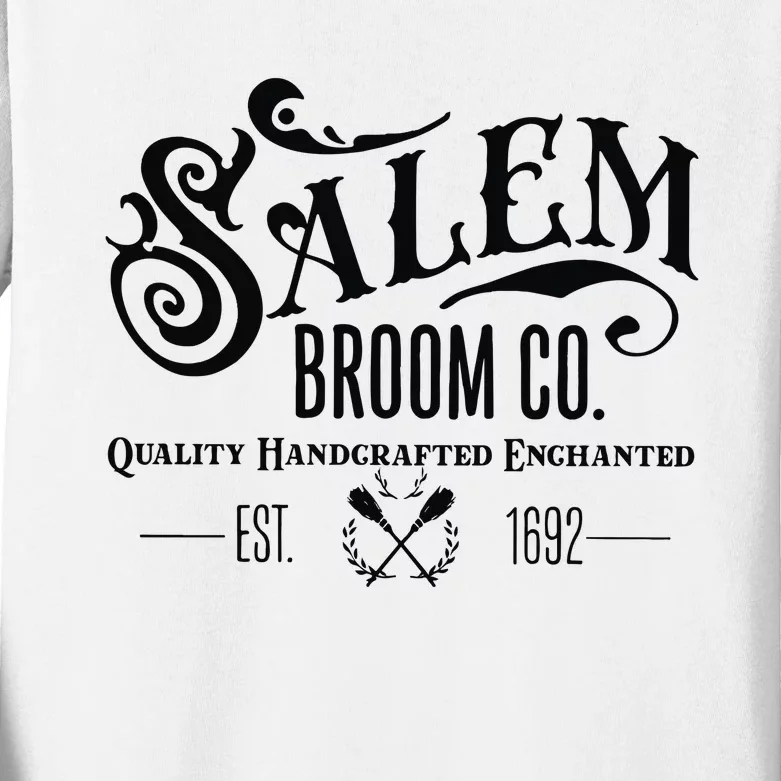 Salem Broom Co Quality Handcrafted Enchanted Est 1692 Kids Long Sleeve Shirt