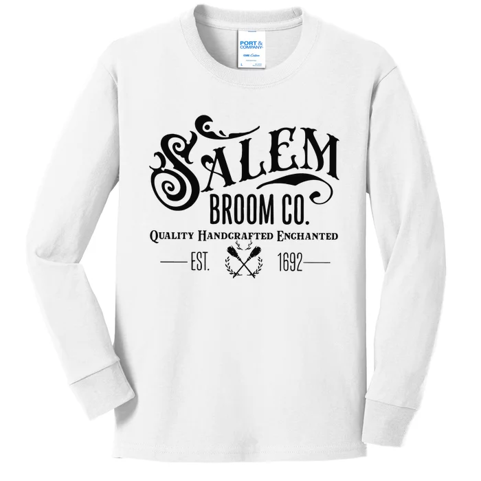 Salem Broom Co Quality Handcrafted Enchanted Est 1692 Kids Long Sleeve Shirt