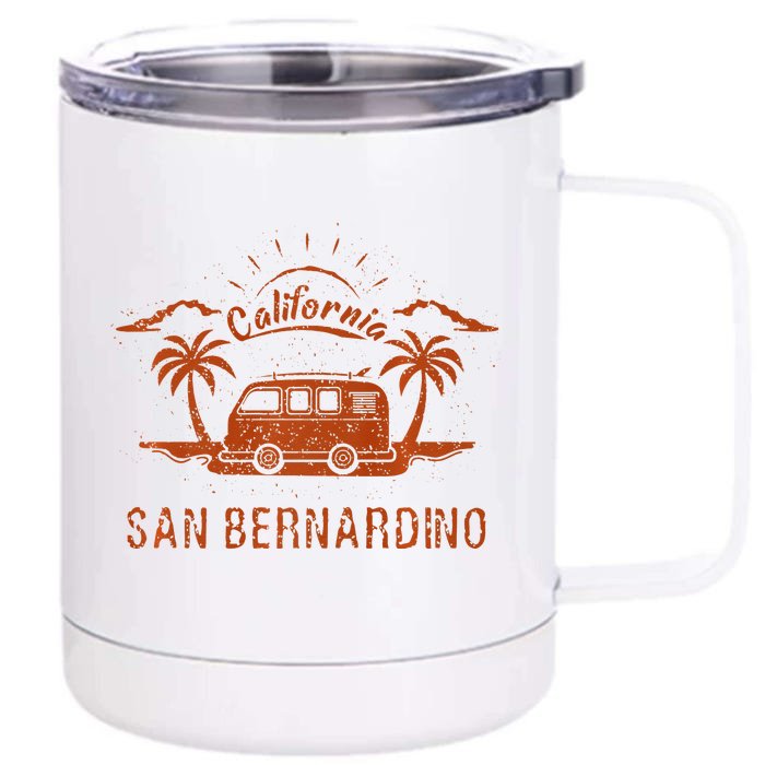 San Bernardino CA California Retro Vintage Surfing Beach Front & Back 12oz Stainless Steel Tumbler Cup