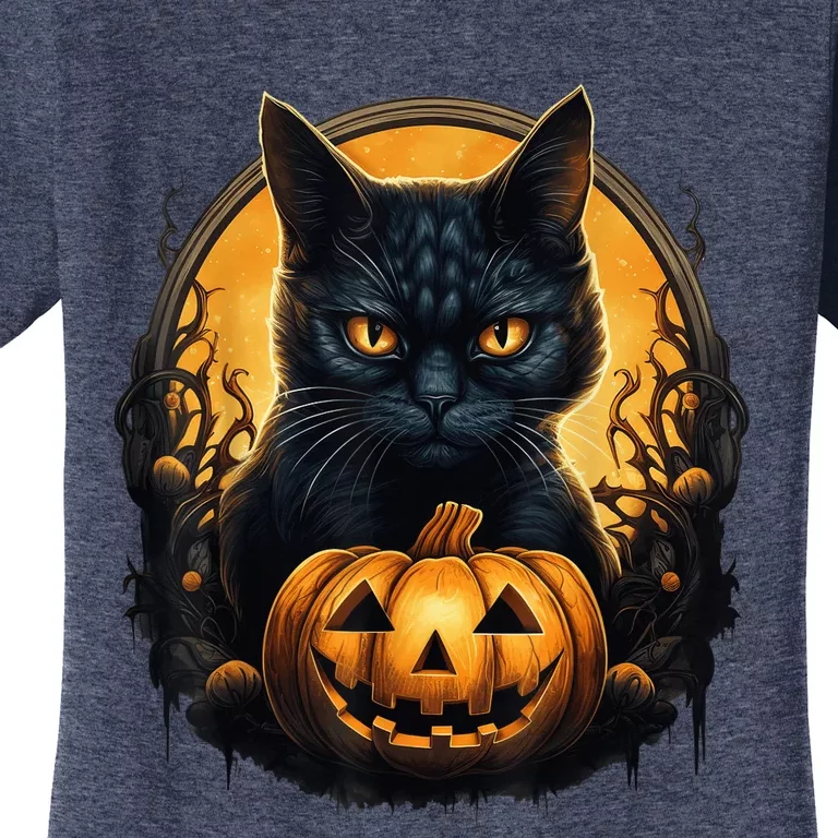 Scary Black Cat Pumpkin Creepy Halloween Costume Boy Kid Women's T-Shirt