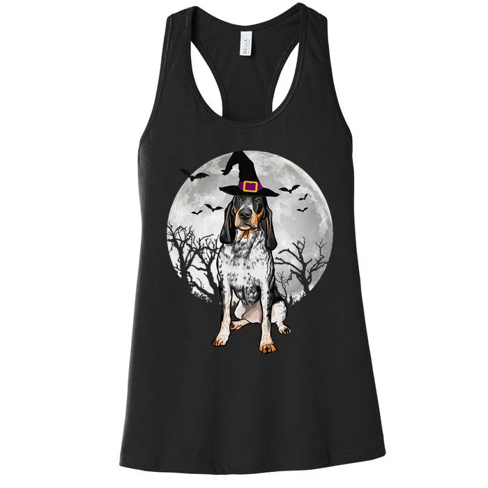 Spooky Blue Coonhound Witch Hat Halloween Costume Women's Racerback Tank