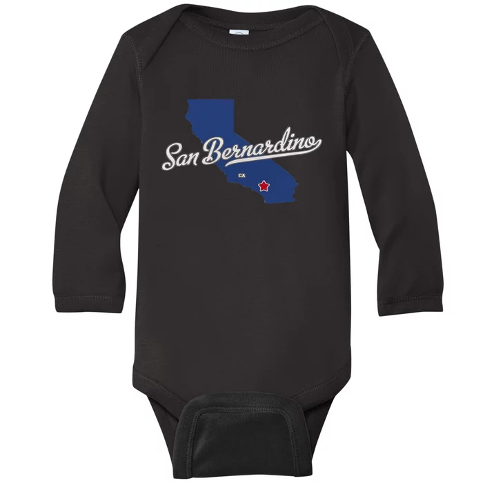 San Bernardino California CA Map Baby Long Sleeve Bodysuit