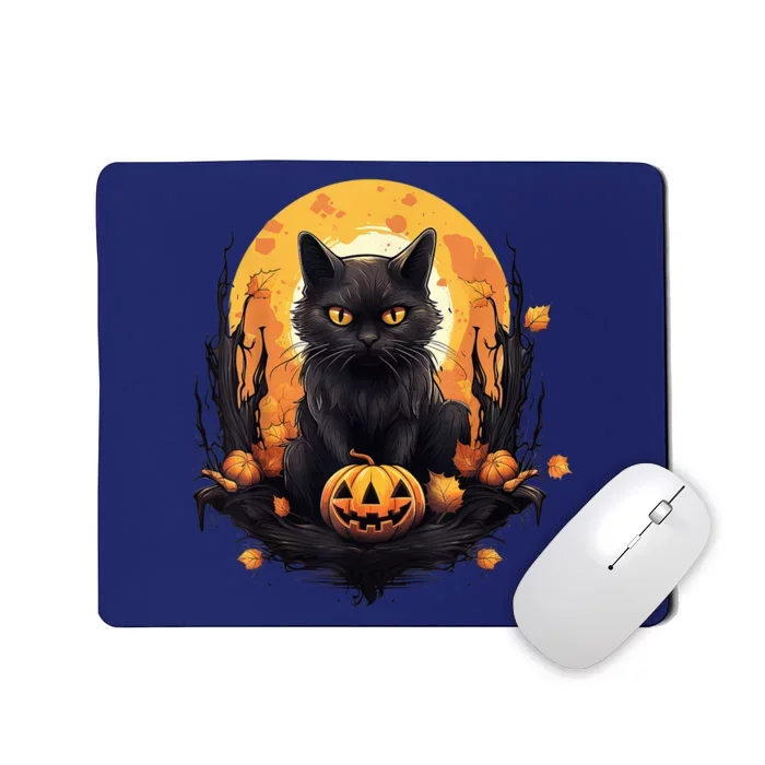 Scary Black Cat Pumpkin Halloween Costume Boy GIrls Kid Mousepad