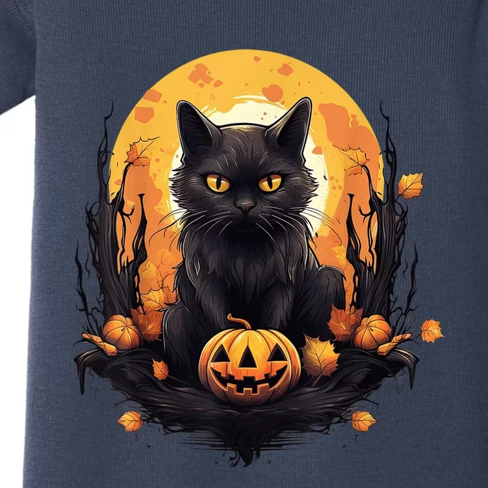 Scary Black Cat Pumpkin Halloween Costume Boy GIrls Kid Baby Bodysuit