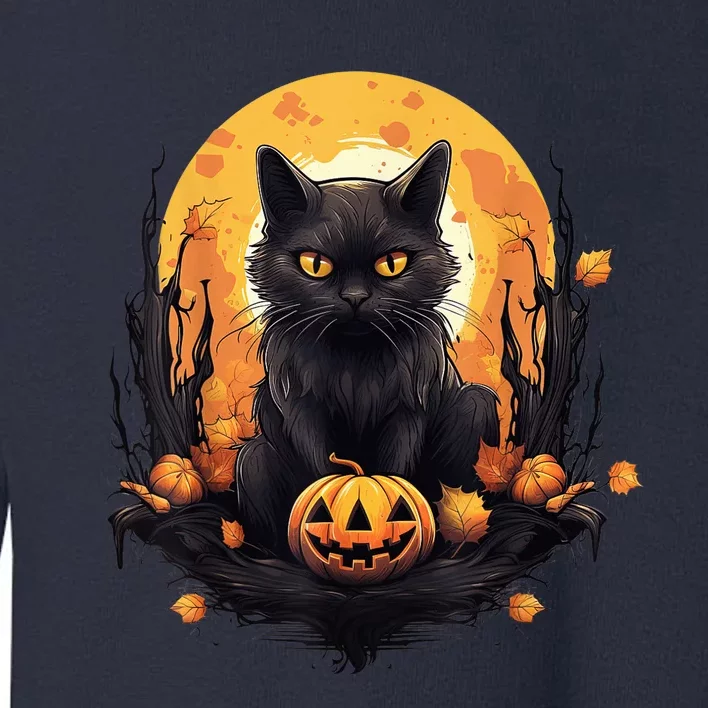 Scary Black Cat Pumpkin Halloween Costume Boy GIrls Kid Toddler Sweatshirt