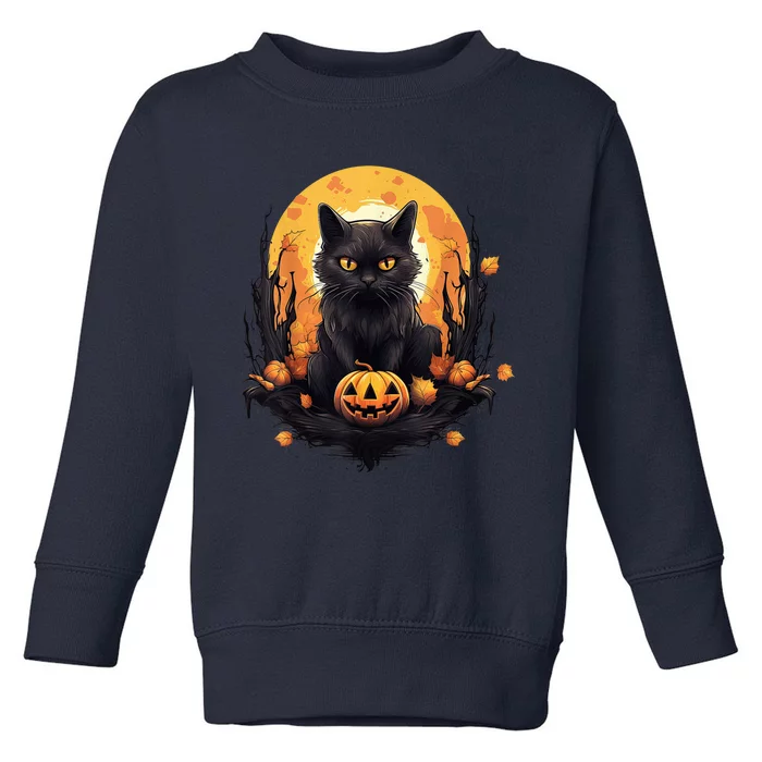 Scary Black Cat Pumpkin Halloween Costume Boy GIrls Kid Toddler Sweatshirt