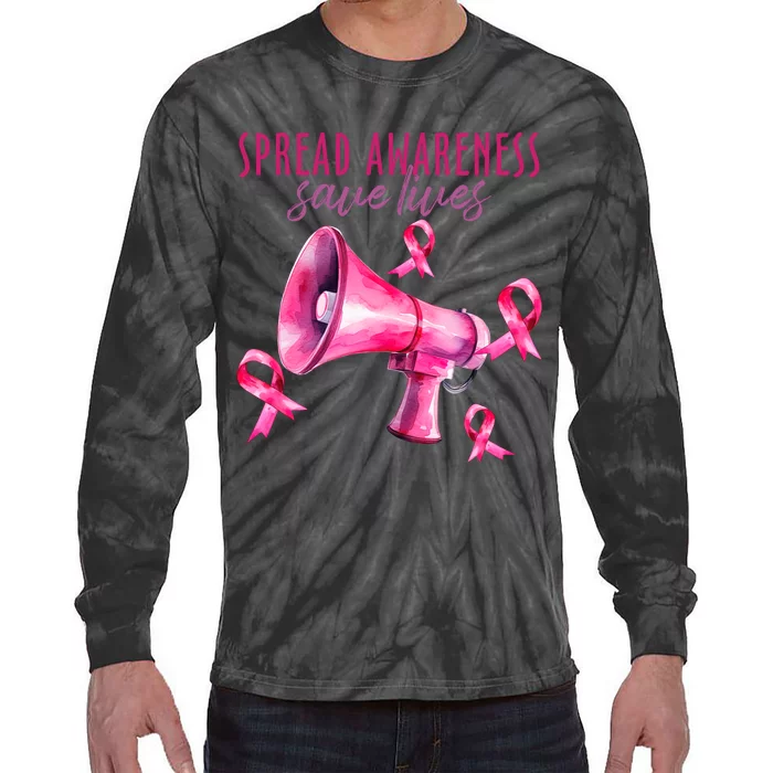 Support Breast Cancer Awareness Tie-Dye Long Sleeve Shirt