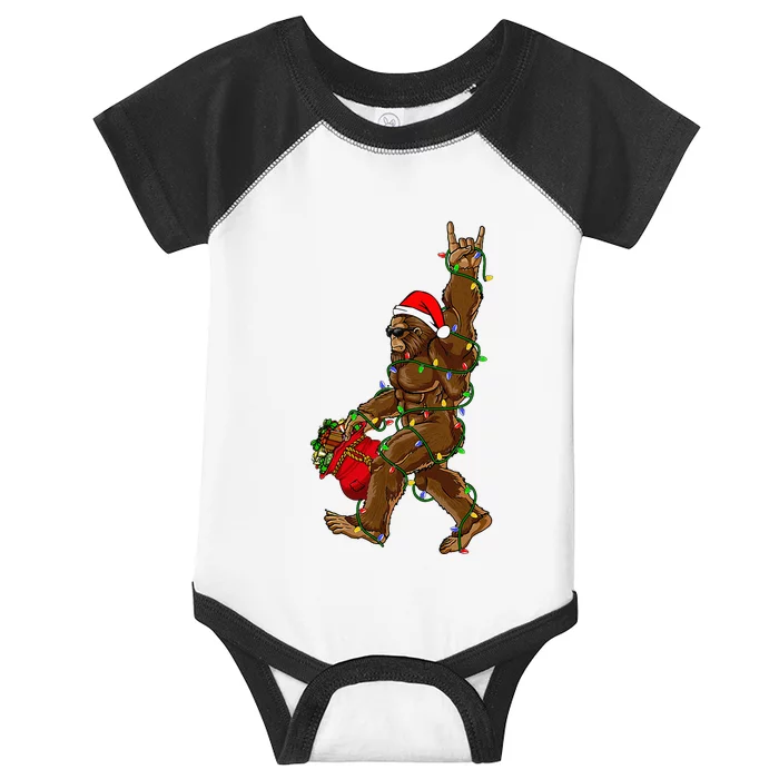 Santa Bigfoot Christmas Lights Rock Funny Sasquatch Believe Infant Baby Jersey Bodysuit