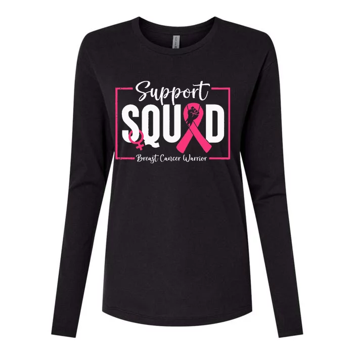 Survivor Breast Cancer Awareness Pink Ribbon Support Squad Womens Cotton Relaxed Long Sleeve T-Shirt