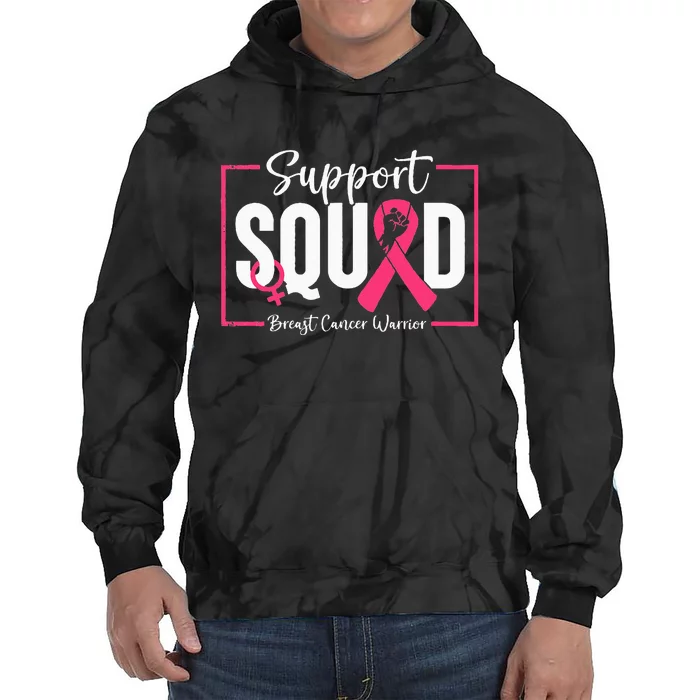 Survivor Breast Cancer Awareness Pink Ribbon Support Squad Tie Dye Hoodie