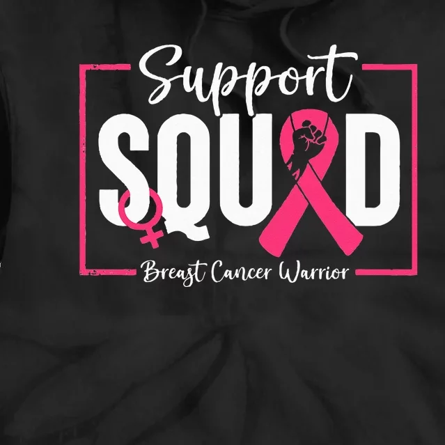 Survivor Breast Cancer Awareness Pink Ribbon Support Squad Tie Dye Hoodie