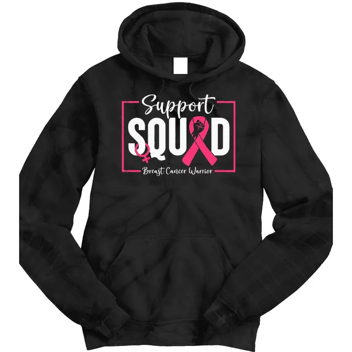 Survivor Breast Cancer Awareness Pink Ribbon Support Squad Tie Dye Hoodie