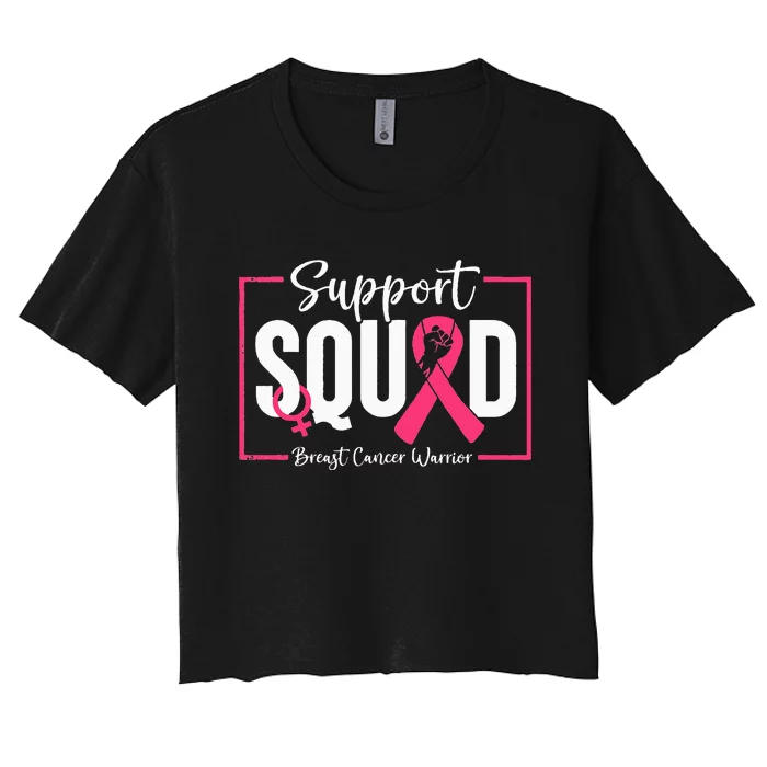 Survivor Breast Cancer Awareness Pink Ribbon Support Squad Women's Crop Top Tee