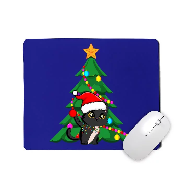 Santa Black Cat Christmas Light Cat Love Xmas Cool Gift Mousepad