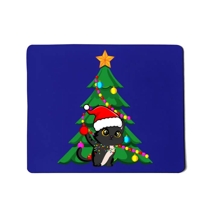 Santa Black Cat Christmas Light Cat Love Xmas Cool Gift Mousepad