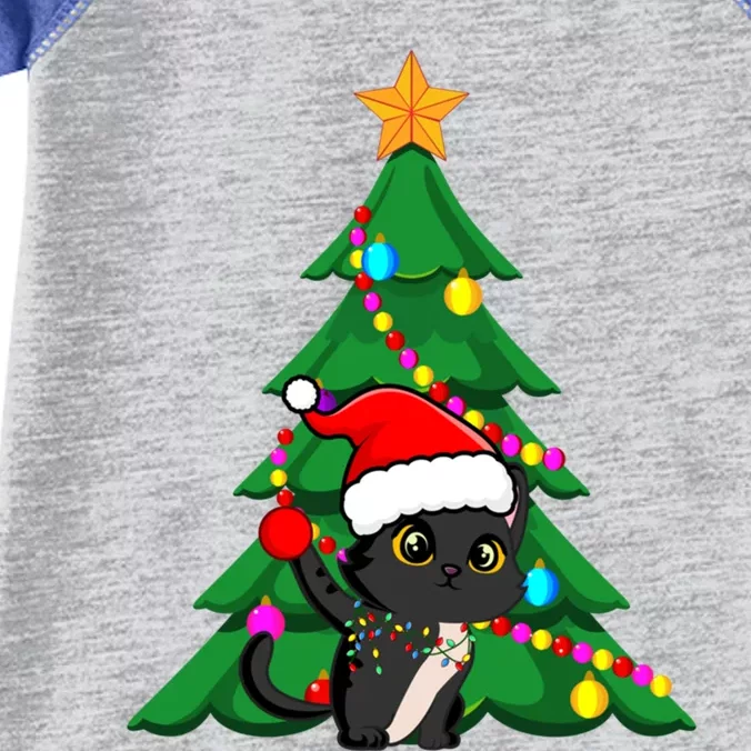 Santa Black Cat Christmas Light Cat Love Xmas Cool Gift Infant Baby Jersey Bodysuit