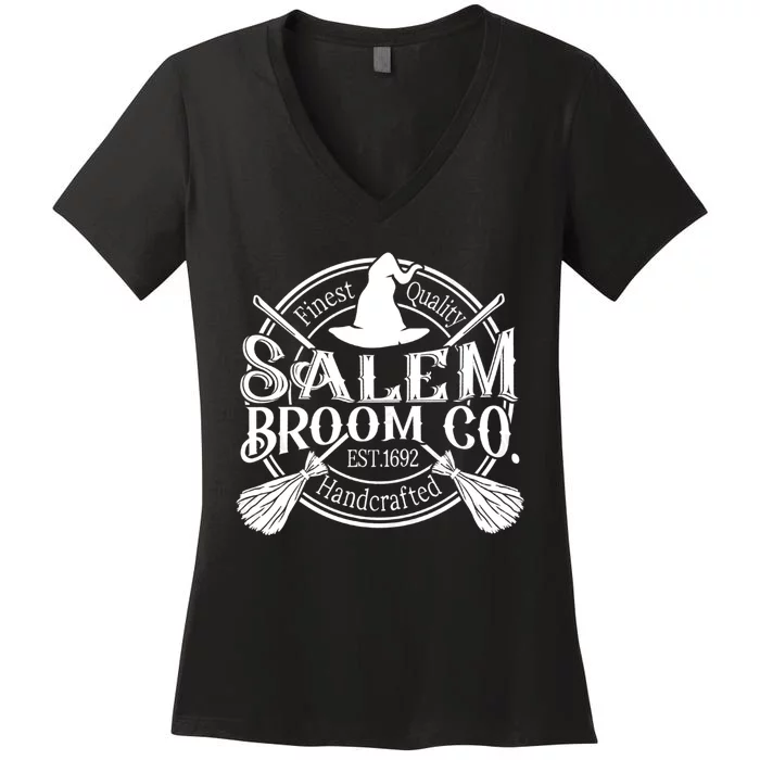 Salem Broom Company Est 1692 Halloween Classic Funny Witch Women's V-Neck T-Shirt