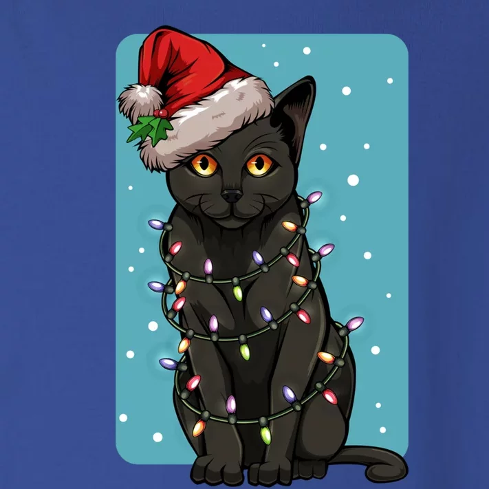 Santa Black Cat Christmas Tree Lights Animal Kitty Kitten Gift Toddler Long Sleeve Shirt