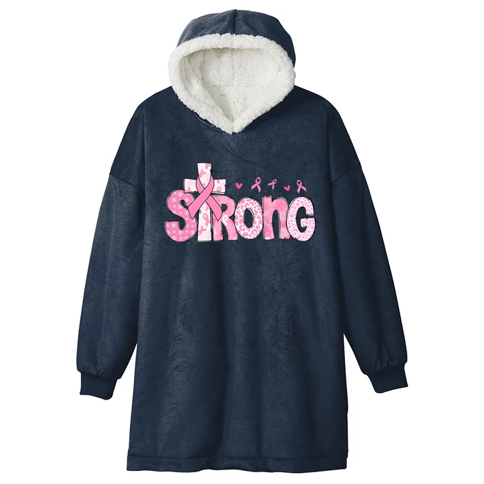 Strong Breast Cancer Awareness Month Hooded Wearable Blanket