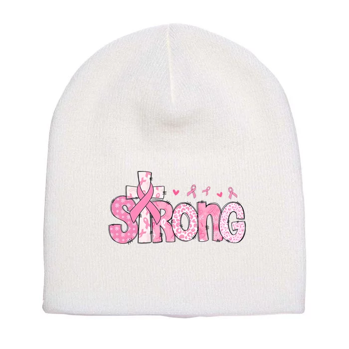 Strong Breast Cancer Awareness Month Short Acrylic Beanie