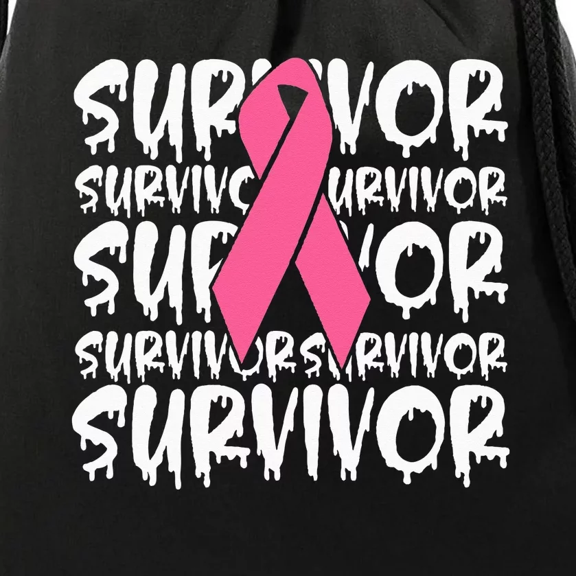 Support Breast Cancer Awareness Pink Survivor Drawstring Bag