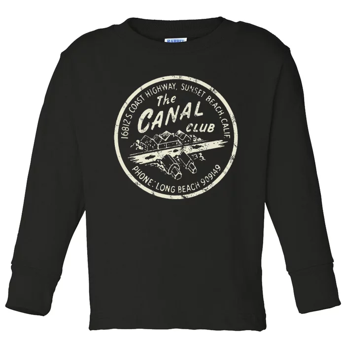 Sunset Beach California Vintage Restaurant Bar Advertising Toddler Long Sleeve Shirt