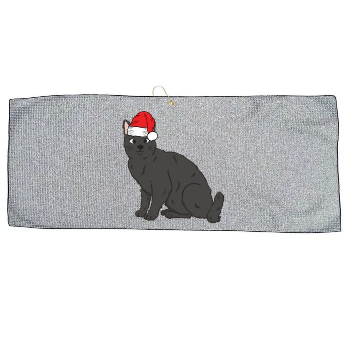 Santa Black Cat Winter Christmas Cat Mom Holiday Gift Large Microfiber Waffle Golf Towel