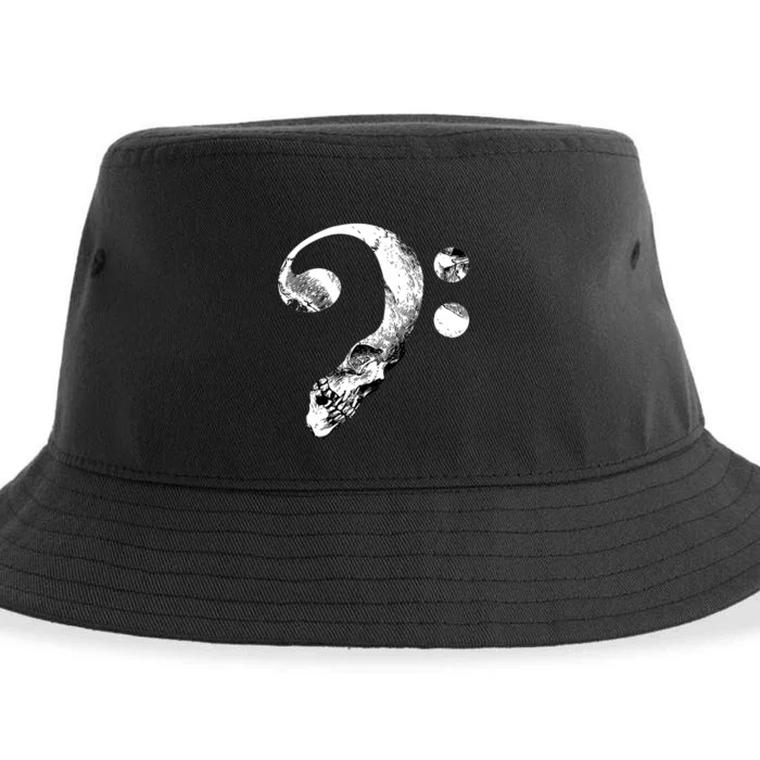 Skull Bass Clef Bass Player Musican Music Lover Guitar Sustainable Bucket Hat