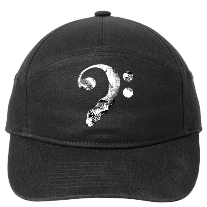 Skull Bass Clef Bass Player Musican Music Lover Guitar 7-Panel Snapback Hat