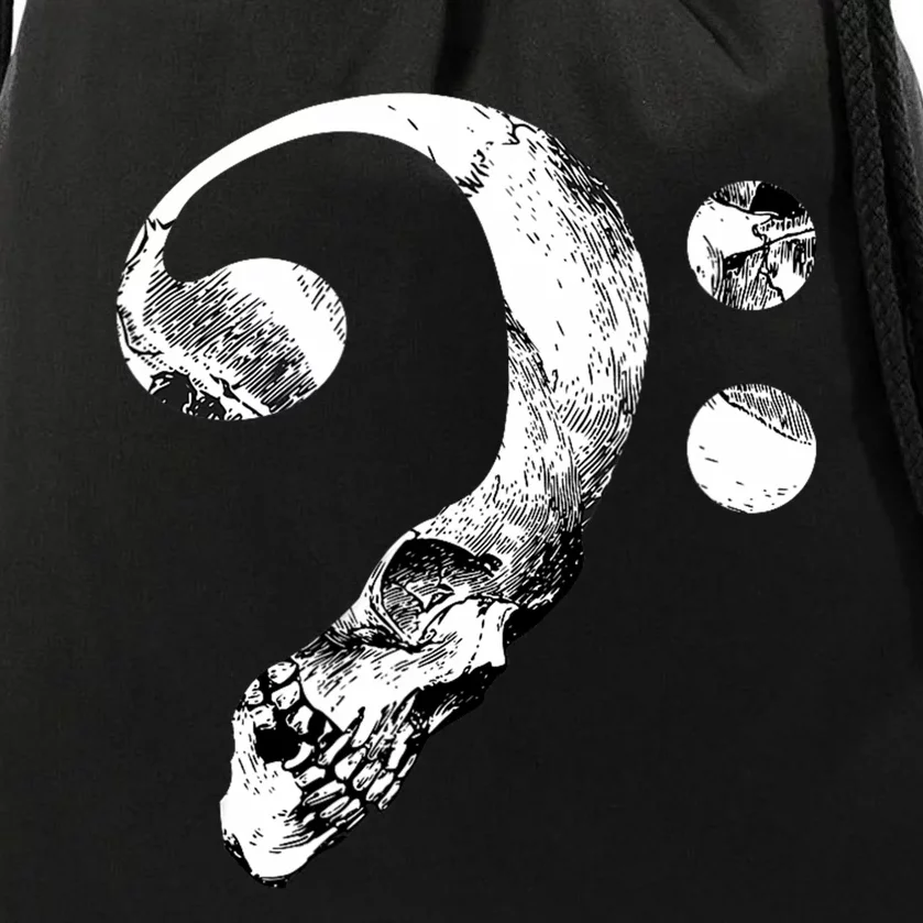 Skull Bass Clef Bass Player Musican Music Lover Guitar Drawstring Bag