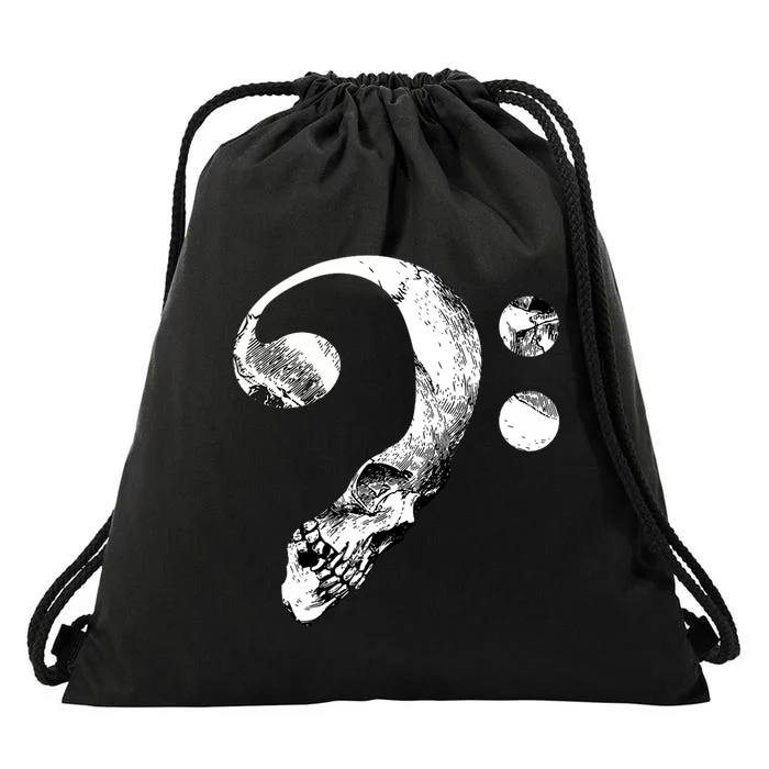 Skull Bass Clef Bass Player Musican Music Lover Guitar Drawstring Bag