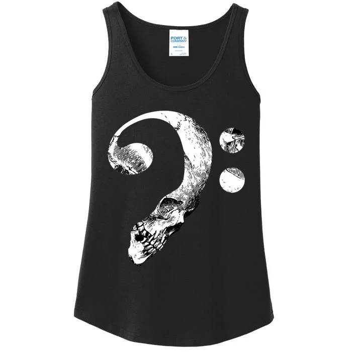 Skull Bass Clef Bass Player Musican Music Lover Guitar Ladies Essential Tank