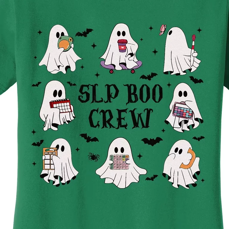 Slp Boo Crew Halloween Ghost Speech Therapy Speech Pathology Women's T-Shirt