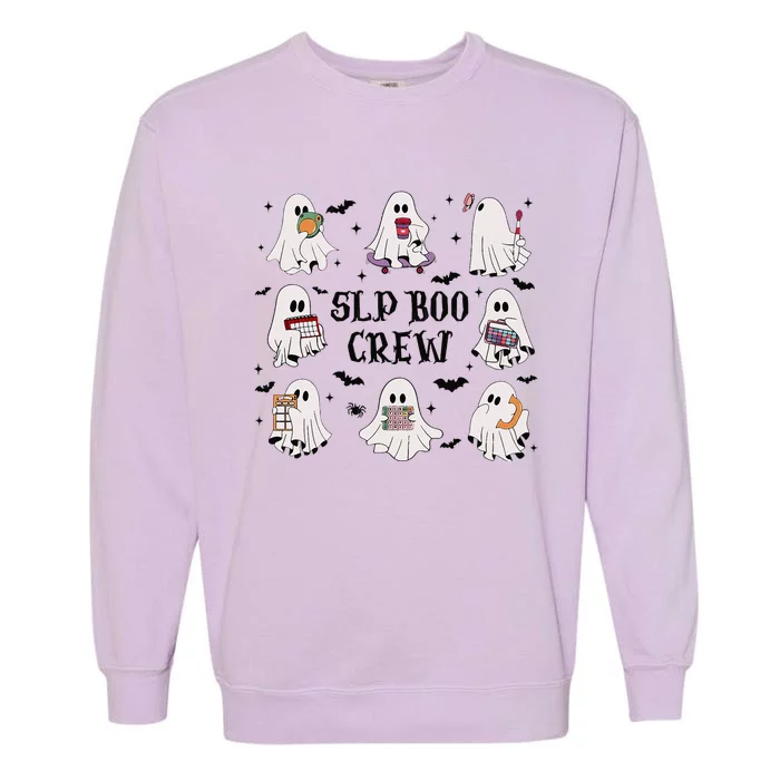 Slp Boo Crew Halloween Ghost Speech Therapy Speech Pathology Garment-Dyed Sweatshirt