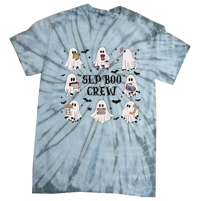 Slp Boo Crew Halloween Ghost Speech Therapy Speech Pathology Tie-Dye T-Shirt