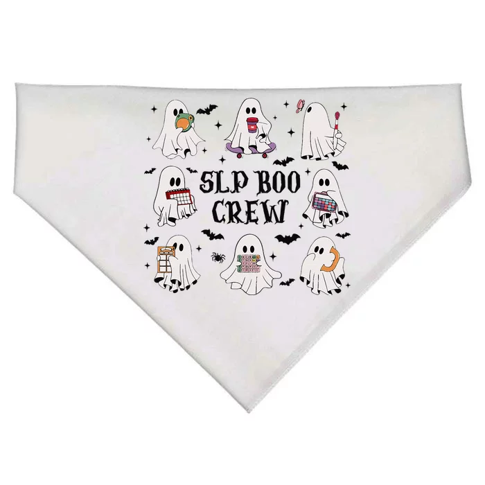 Slp Boo Crew Halloween Ghost Speech Therapy Speech Pathology USA-Made Doggie Bandana