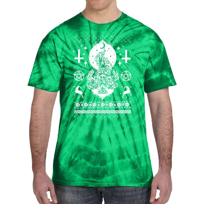 Synagogue Burning Church Christmas Ugly Tie-Dye T-Shirt