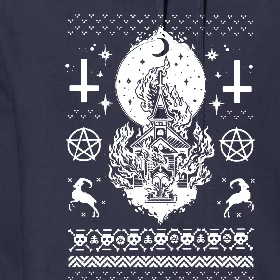 Synagogue Burning Church Christmas Ugly Premium Hoodie