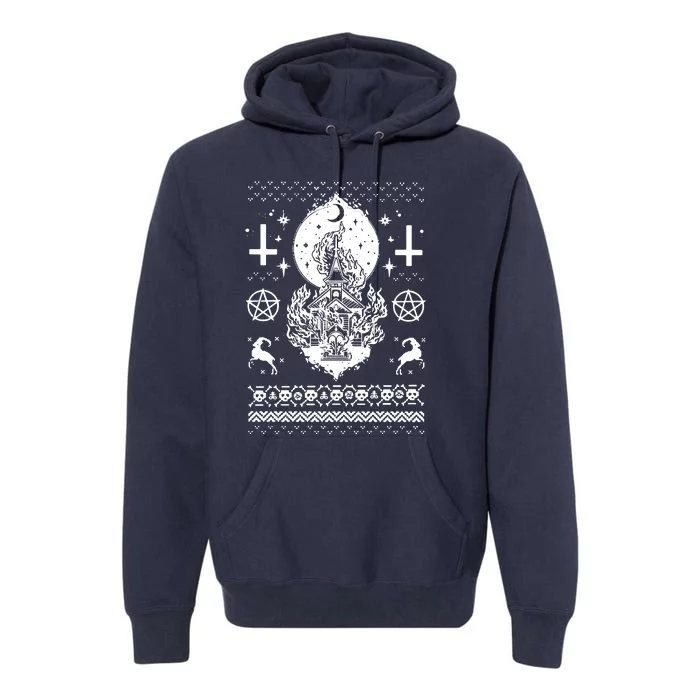 Synagogue Burning Church Christmas Ugly Premium Hoodie