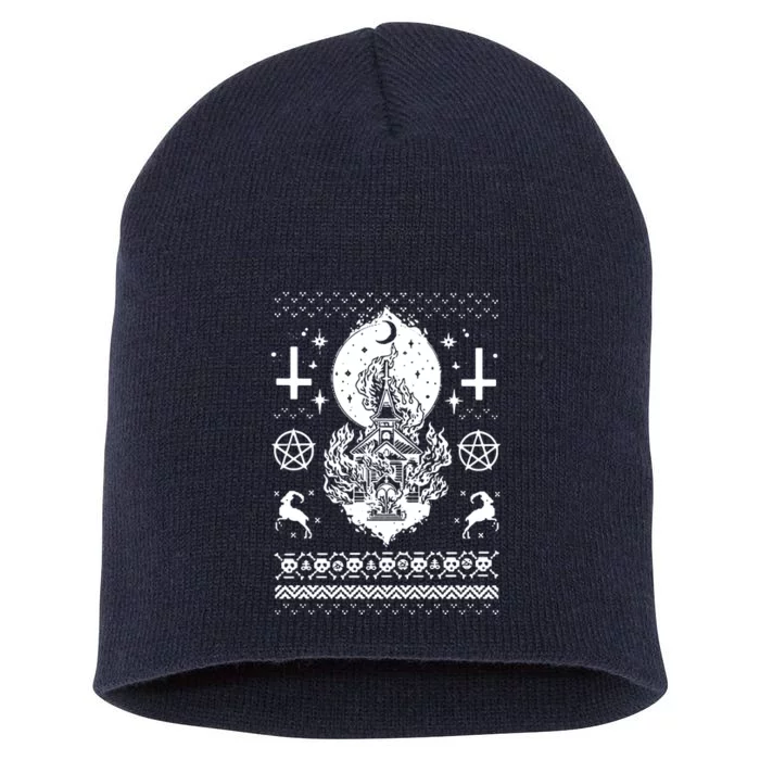 Synagogue Burning Church Christmas Ugly Short Acrylic Beanie