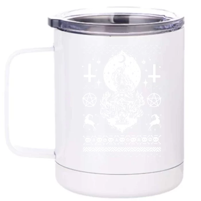 Synagogue Burning Church Christmas Ugly Front & Back 12oz Stainless Steel Tumbler Cup