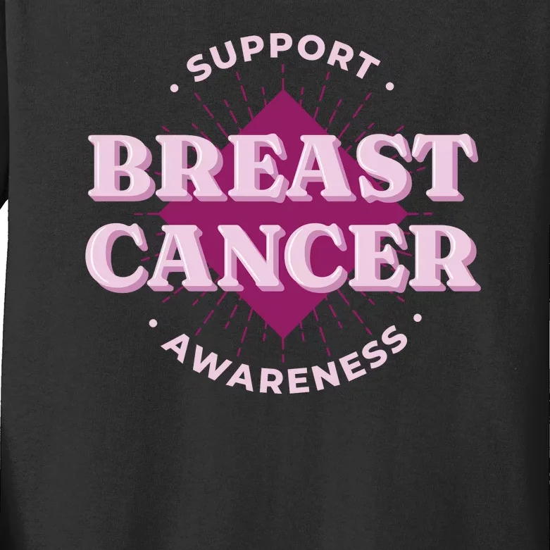 Support Breast Cancer Awareness Kids Long Sleeve Shirt