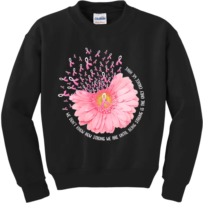 Sunflower Breast Cancer Awareness Pink Ribbon In October Kids Sweatshirt