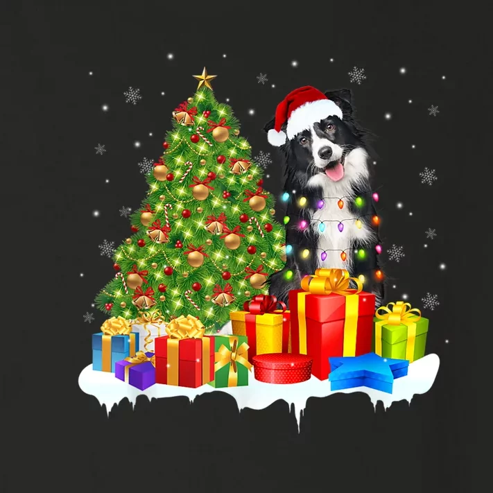 Santa Border Collie Dog Christmas Tree Light Funny Xmas Dog Toddler Long Sleeve Shirt