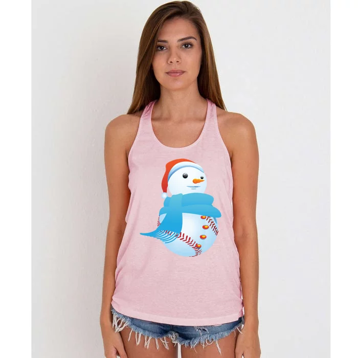 Snow Baseball Christmas Yule Sports Lovers Gift Cool Gift Women's Knotted Racerback Tank