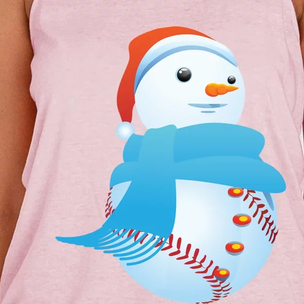 Snow Baseball Christmas Yule Sports Lovers Gift Cool Gift Women's Knotted Racerback Tank