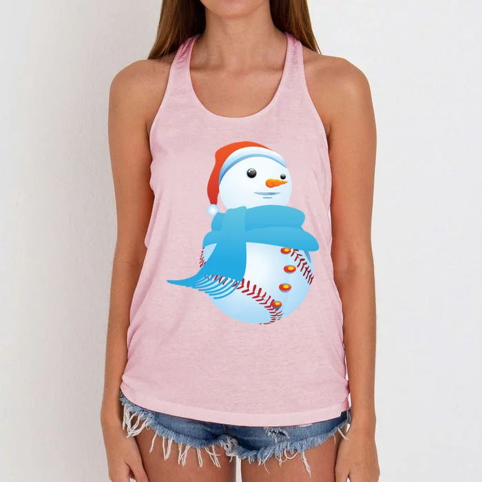 Snow Baseball Christmas Yule Sports Lovers Gift Cool Gift Women's Knotted Racerback Tank